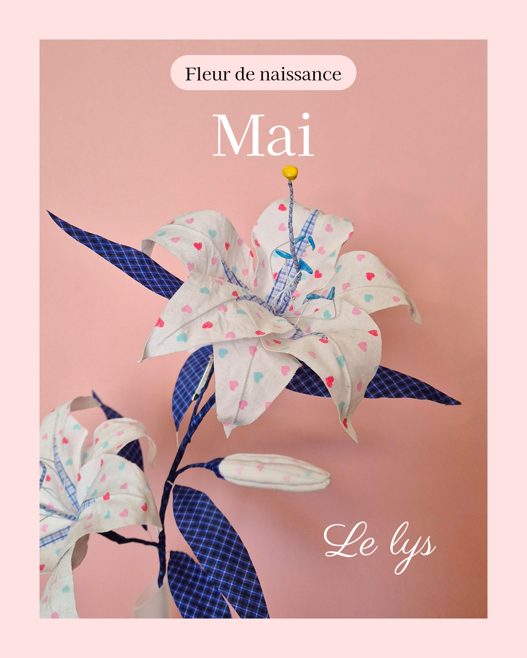 fleur de naissance du mois de mai à partir de vêtement type chemise et pyjama pour en faire un lys