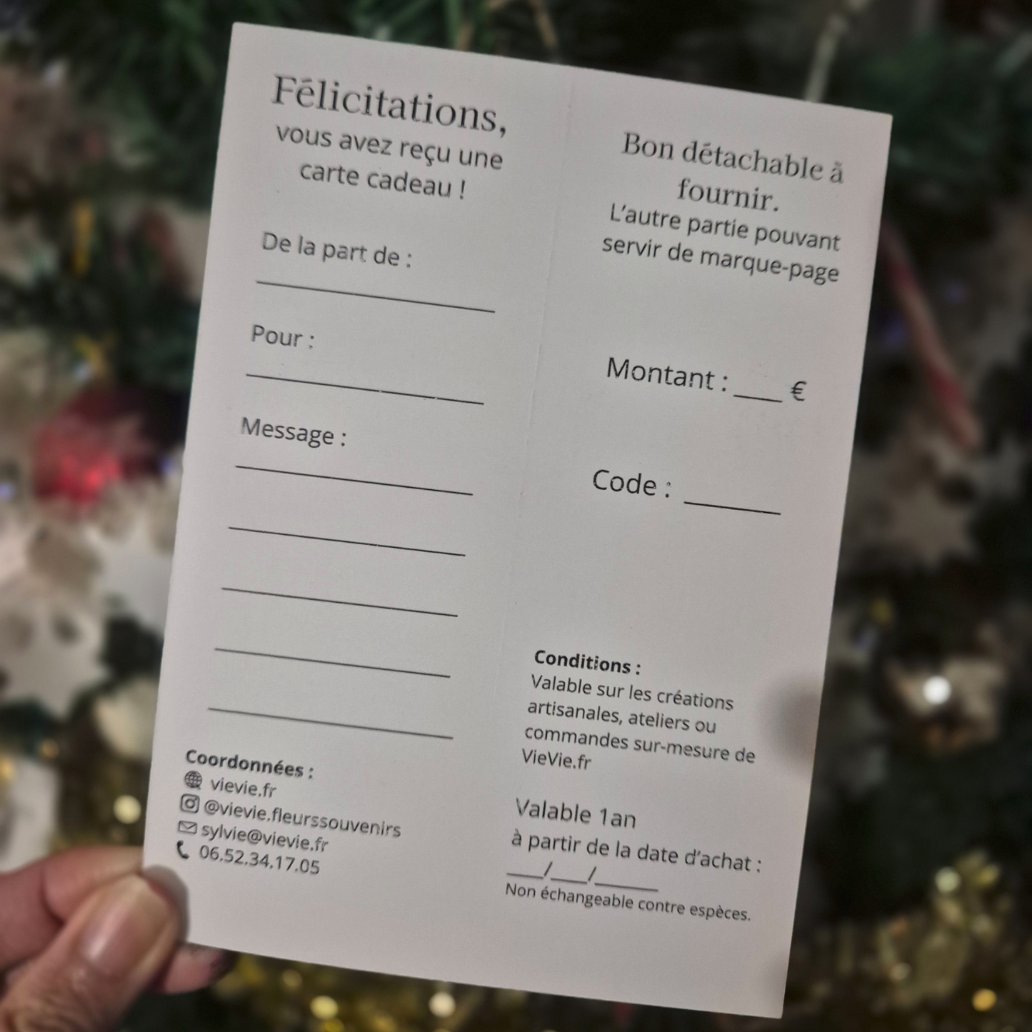 Carte Cadeau marque-page