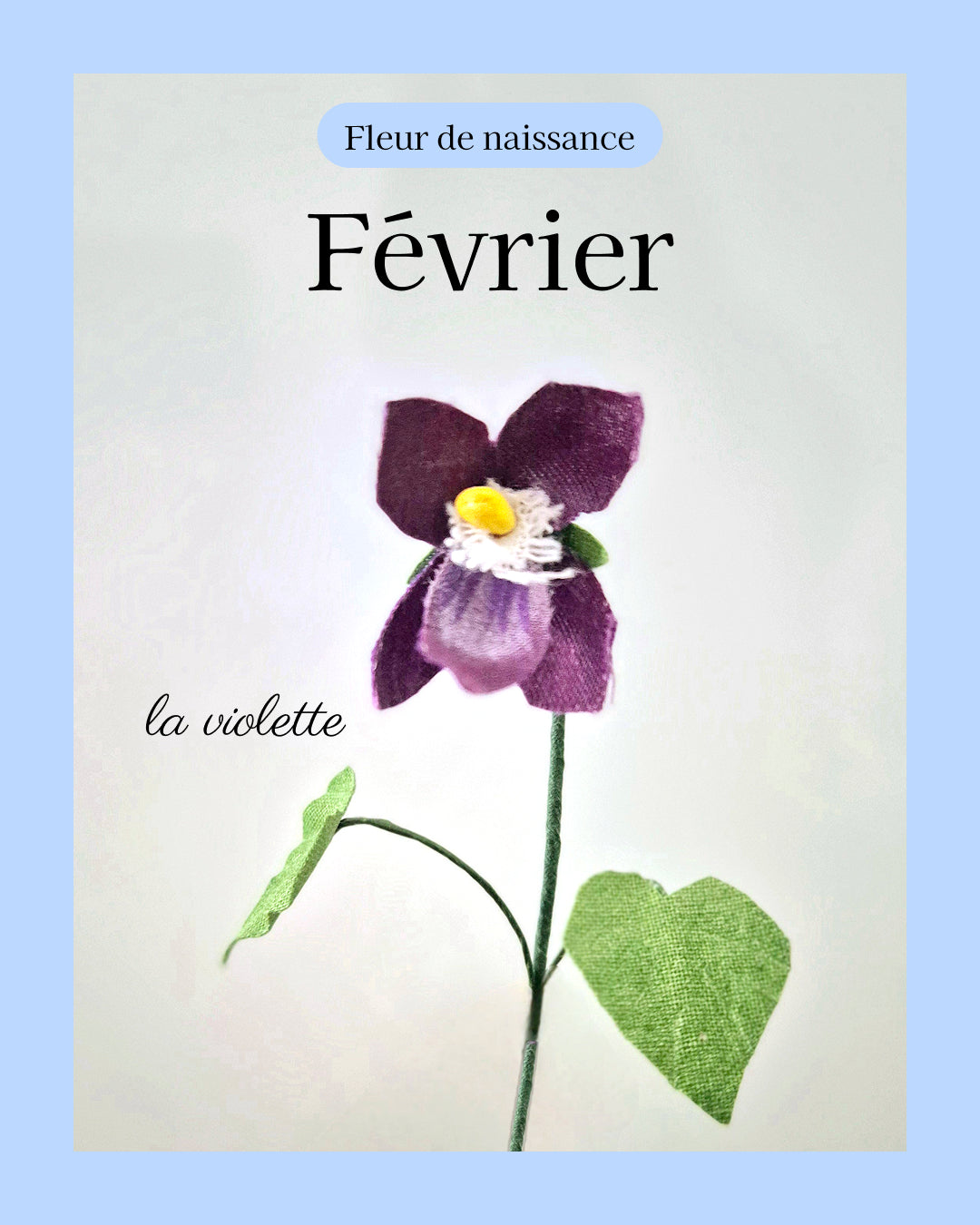 fleur de naissance du mois de février à partir de vêtement type chemise ou robe pour en faire une violette